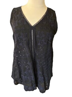 EUC Johnny Was black sleeveless tank top size XL